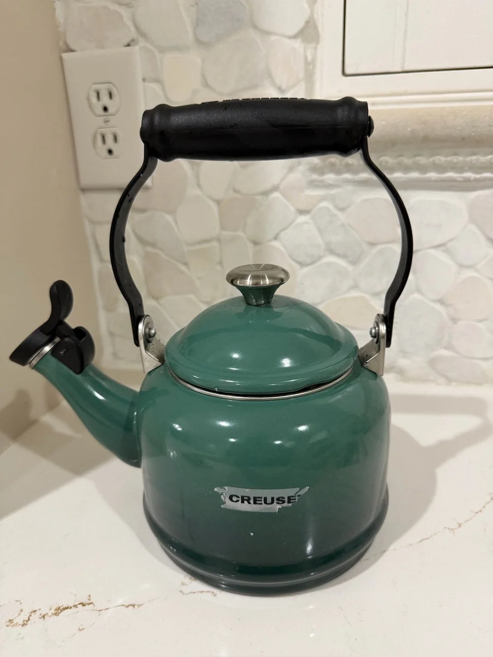 Le Creuset Green Enamel Stovetop Whistling Tea Demi Kettle